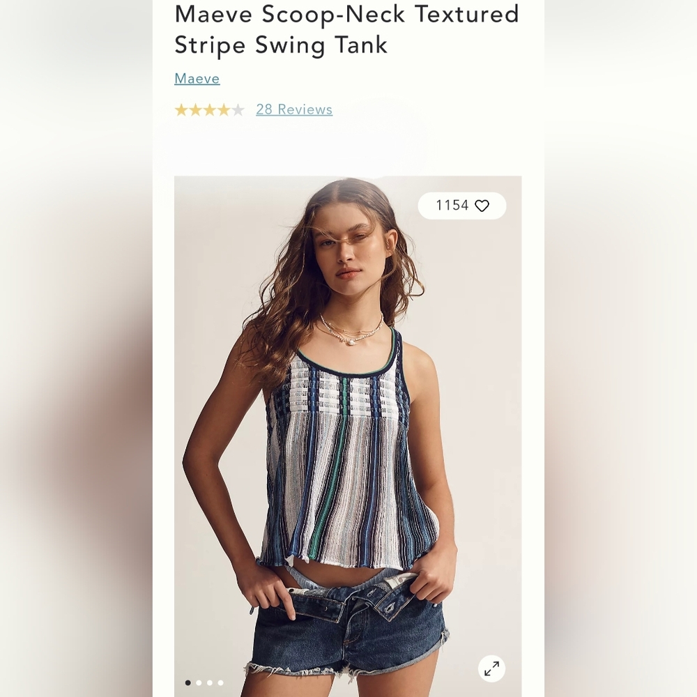 Anthropologie Maeve Multicolor Striped Scoop-Neck Tank